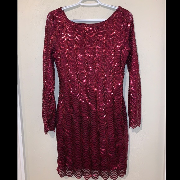 All Sequence Red Long Sleeve Dress - Picture 2 of 5